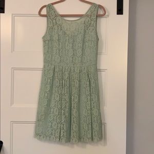 Mint green lace fit and flare dress